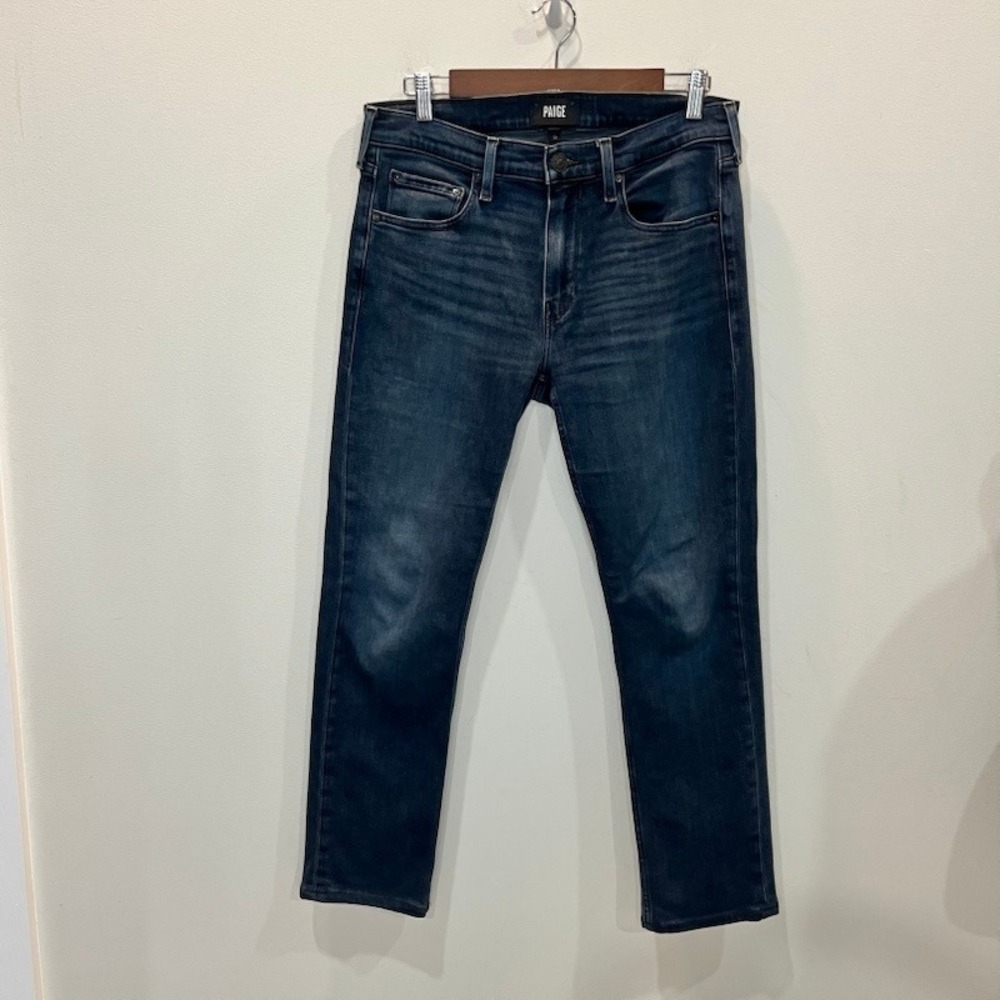 Paige Federal Slim Straight Leg Jeans Mens 31 Dark Indigo Blue Denim